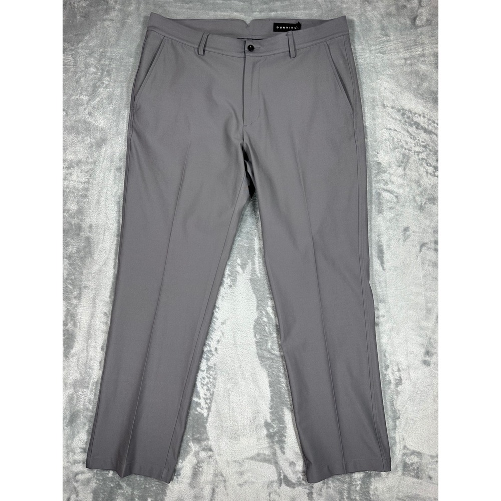 Dunning Mens Performance Golf Pants Grey Stretch Flat Front 34x30